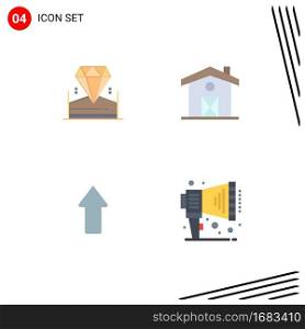 Mobile Interface Flat Icon Set of 4 Pictograms of brilliant, up, hotel, canada, announce Editable Vector Design Elements