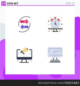 Mobile Interface Flat Icon Set of 4 Pictograms of chang, time, exchang, clock, website Editable Vector Design Elements