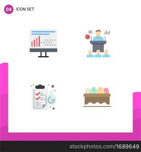 Mobile Interface Flat Icon Set of 4 Pictograms of coding, seminar, programing, conference, chemical Editable Vector Design Elements