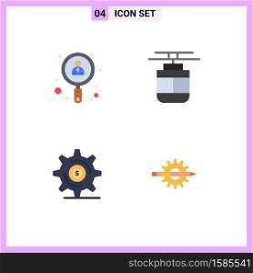 Mobile Interface Flat Icon Set of 4 Pictograms of employee, business, job, tram, money Editable Vector Design Elements
