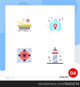 Mobile Interface Flat Icon Set of 4 Pictograms of operation, target, hospital, love, success Editable Vector Design Elements