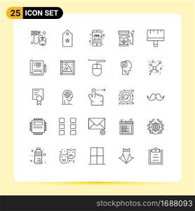 Mobile Interface Line Set of 25 Pictograms of gas, diesel, star, biodiesel, taxi Editable Vector Design Elements