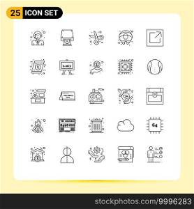 Mobile Interface Line Set of 25 Pictograms of link, salmon, back to school, food, student Editable Vector Design Elements