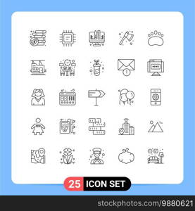 Mobile Interface Line Set of 25 Pictograms of logo, badge, development, cleaver, axe Editable Vector Design Elements