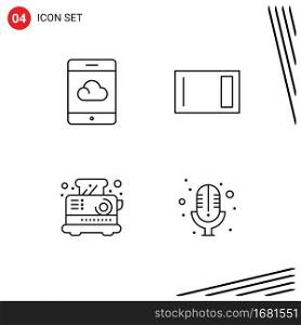 Mobile Interface Line Set of 4 Pictograms of backup, electrical, appliances, home, toaster Editable Vector Design Elements