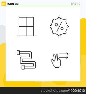 Mobile Interface Line Set of 4 Pictograms of furniture, heating, room, price, fingers Editable Vector Design Elements