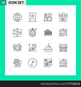 Mobile Interface Outline Set of 16 Pictograms of easter, science, top hat, molecule, chemistry Editable Vector Design Elements