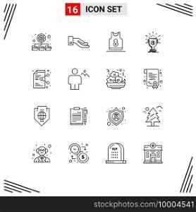 Mobile Interface Outline Set of 16 Pictograms of file, victory, sport, reward, cup Editable Vector Design Elements