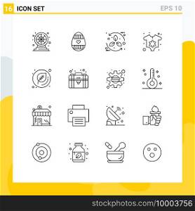 Mobile Interface Outline Set of 16 Pictograms of leaf, newborn, bio, clothes, recycle Editable Vector Design Elements