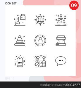Mobile Interface Outline Set of 9 Pictograms of tool, construction, modern, bumper, party Editable Vector Design Elements