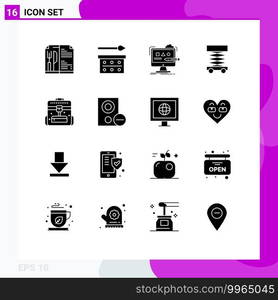 Mobile Interface Solid Glyph Set Of 16 Pictograms Of Protection, C 