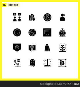 Mobile Interface Solid Glyph Set of 16 Pictograms of devices, medical, referee, working, man Editable Vector Design Elements