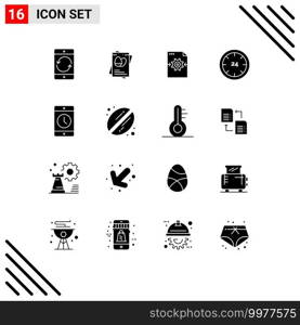 Mobile Interface Solid Glyph Set of 16 Pictograms of night, day, easter, commerce, arrow Editable Vector Design Elements