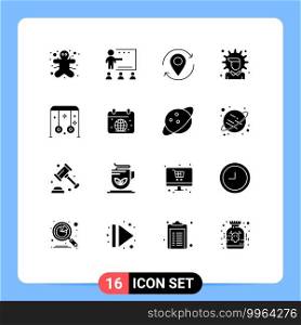 Mobile Interface Solid Glyph Set of 16 Pictograms of solution, money, students, economy, marker Editable Vector Design Elements