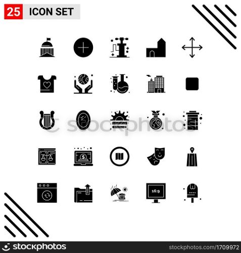 Mobile Interface Solid Glyph Set of 25 Pictograms of arrows, fortress, multimedia, castle tower, castle Editable Vector Design Elements