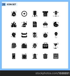 Mobile Interface Solid Glyph Set of 25 Pictograms of chef hat, cafe, user interface, spa salon, cosmetics Editable Vector Design Elements