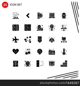 Mobile Interface Solid Glyph Set of 25 Pictograms of color, notebook, insert coin, knowledge, agenda Editable Vector Design Elements