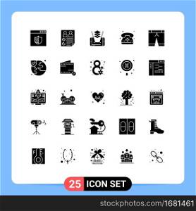 Mobile Interface Solid Glyph Set of 25 Pictograms of sport, phone, users, medical call, call Editable Vector Design Elements