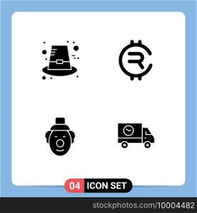 Mobile Interface Solid Glyph Set of 4 Pictograms of autumn, clown, thanksgiving, crypto, buy Editable Vector Design Elements
