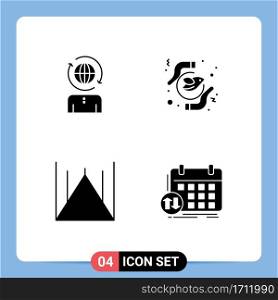 Mobile Interface Solid Glyph Set of 4 Pictograms of business, islamabad, modern, freedom, pakistan Editable Vector Design Elements