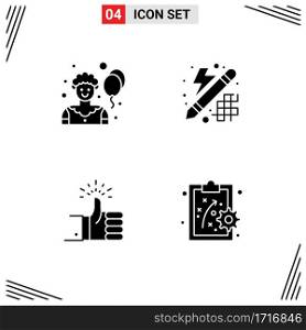 Mobile Interface Solid Glyph Set of 4 Pictograms of circus, up, creative, thinking, target Editable Vector Design Elements