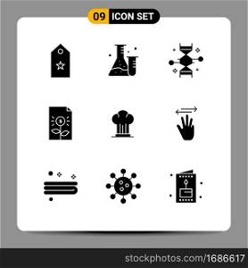 Mobile Interface Solid Glyph Set of 9 Pictograms of finance, business, science, bank, genetic modification Editable Vector Design Elements