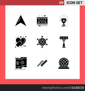 Mobile Interface Solid Glyph Set of 9 Pictograms of friends, sale tag, trophy, shopping, ecommerce Editable Vector Design Elements