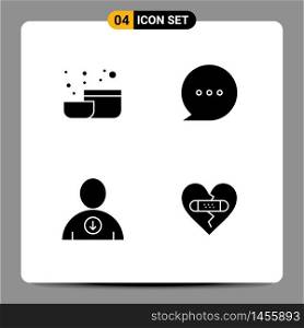 Mobile Interface Solid Glyph Set of Pictograms of bowl, broken, bubble, down, forgiveness Editable Vector Design Elements