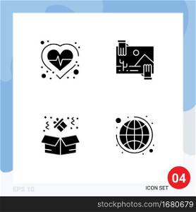 Mobile Interface Solid Glyph Set of Pictograms of health, birthday, check, dividend, gift Editable Vector Design Elements