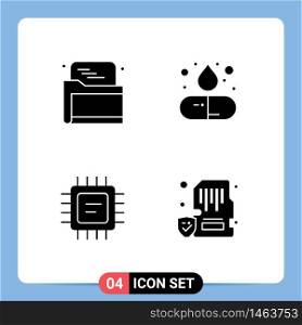 Mobile Interface Solid Glyph Set of Pictograms of seo, microchip, data, pill, card Editable Vector Design Elements