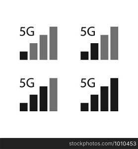 mobile internet connection 5g set of icons, vector. mobile internet connection 5g set of icons
