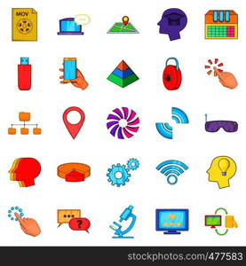 Mobile internet icons set. Cartoon set of 25 mobile internet vector icons for web isolated on white background. Mobile internet icons set, cartoon style