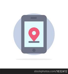 Mobile, Internet, Location Abstract Circle Background Flat color Icon
