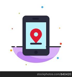 Mobile, Internet, Location Abstract Flat Color Icon Template