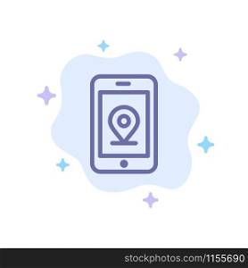 Mobile, Internet, Location Blue Icon on Abstract Cloud Background