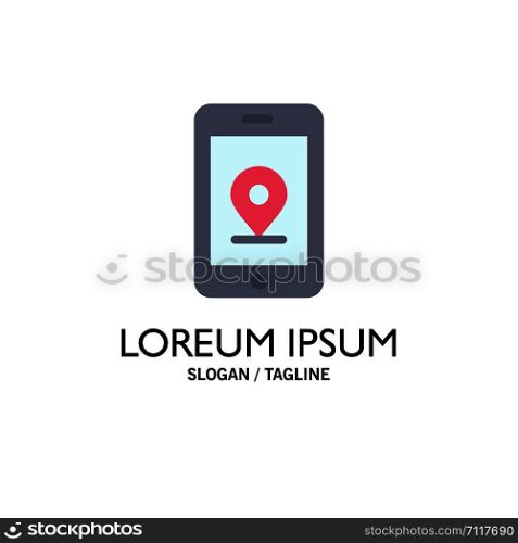 Mobile, Internet, Location Business Logo Template. Flat Color