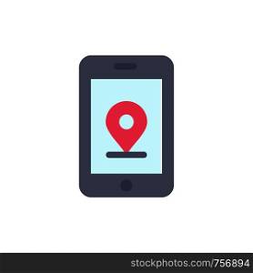 Mobile, Internet, Location Flat Color Icon. Vector icon banner Template