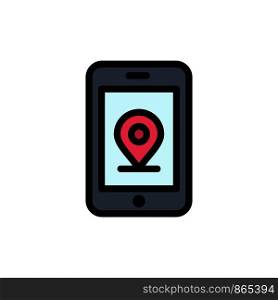Mobile, Internet, Location Flat Color Icon. Vector icon banner Template