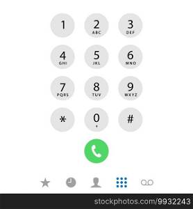 Mobile keypad. Phone call screen . Template for your design. Phone call screen