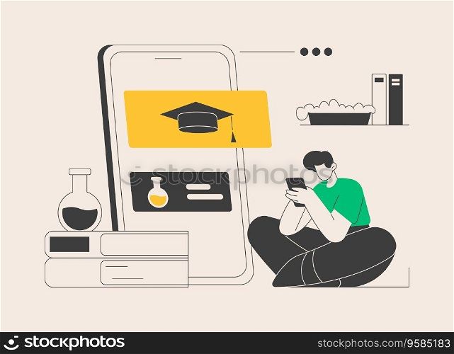 Mobile learning abstract concept vector illustration. M-learning application, portable device, educational trend, assignment, individual plan, group lesson, immediate feedback abstract metaphor.. Mobile learning abstract concept vector illustration.