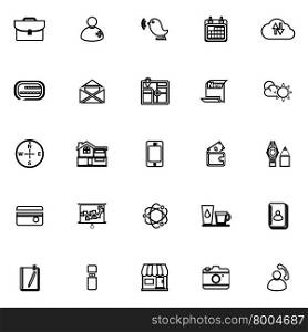 Mobile line icons on white background, stock vector