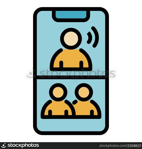 Mobile live chat icon. Outline mobile live chat vector icon color flat isolated. Mobile live chat icon color outline vector