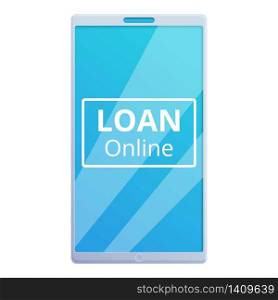 Mobile loan online icon. Cartoon of mobile loan online vector icon for web design isolated on white background. Mobile loan online icon, cartoon style