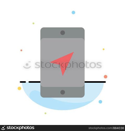 Mobile, Location, Map, Service Abstract Flat Color Icon Template