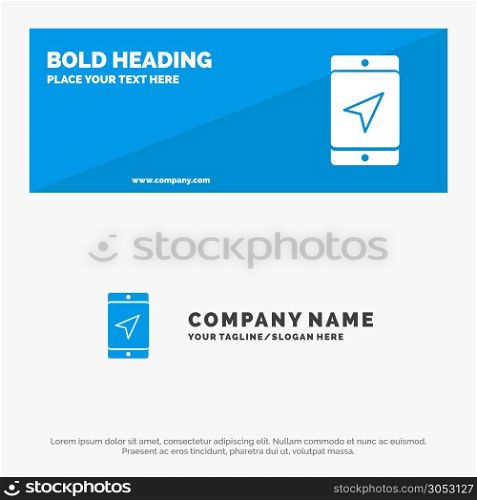 Mobile, Location, Map, Service SOlid Icon Website Banner and Business Logo Template