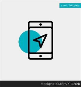 Mobile, Location, Map, Service turquoise highlight circle point Vector icon