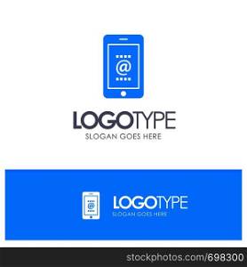Mobile, Mail, Id, Phone, Blue Solid Logo with place for tagline