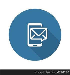 Mobile Marketing Icon. Flat Design.. Mobile Marketing Icon. Business and Finance. Isolated Illustration. Mobile phone with e-mail notification.