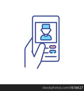 Mobile medicine RGB color icon. E-prescribing medication. Online consultation with doctor. Virtual appointment with hospital physician. Telemedicine service for patients. Isolated vector illustration. Mobile medicine RGB color icon