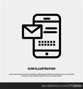 Mobile, Message, Sms, Chat, Receiving Sms Line Icon Vector